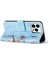 Kart Yuvaları Deri Kılıf Iphone 15 Pro Çiçek Desen Baskı Cep Telefonu Stand Kapak Baby Mavi (Yurt Dışından) 4