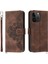 Iphone 15 Pro Max Pu Deri Flip Case Stand Stand Cüzdan Baskılı Çiçek Telefon Kapağı Bilek Kayışı+Omuz Kayış-Kahverengi (Yurt Dışından) 1