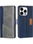 Iphone 15 Pro Çift Renkli Flip Pu Deri Kasa Standı Cüzdan Koruyucu Telefon Kapak Mavisi+Gri (Yurt Dışından) 1