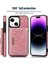 Iphone 15 Plus Cüzdan Rfıd Engelleyen Telefon Kılıfı Kickstand Pu Deri+Tpu Rhinestone Dekor Kapağı Omuz Kayışı Rose Altın (Yurt Dışından) 5