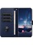 Iphone 15 Pro Geometrik Basılı Düz ​​renkli Mikrofiber Deri Telefon Kapak Mavisi Için Stand Cüzdan Kılıfı (Yurt Dışından) 5