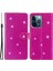 Iphone 15 Pro Glittery Telefon Deri Kılıf Anti-Drop Stand Cüzdan Telefon Kapağı Gül (Yurt Dışından) 1