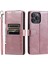 Iphone 15 Pro Vasal Cüzdan Çılgın At Doku Deri Telefon Kapağı Strap Blue-Rose Altın (Yurt Dışından) 1