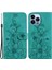 Iphone 15 Pro Için Baskılı Zambak Çiçek Kılıf Damla Dayanıklı Pu Deri Cüzdan Stand Kabuk Yeşil (Yurt Dışından) 1