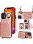 Iphone Için Telefon Kabuğu 12/12 Pro 6.1 Inç Yüzük Kickstand Litchi Doku Deri+Tpu Kart Çanta Kılıfı Omuz Kayışı Rosalı Altın (Yurt Dışından) 1