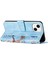 Kart Yuvaları iPhone 15 Plus Için Telefon Kapağı Artı Çiçek Desen Baskısı Pu Deri Telefon Kasa-Bebek Mavi (Yurt Dışından) 4