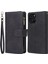 Iphone 15 Pro Deri Kapağı Çoklu Kart Yuvaları Fermuarı Cep Telefonu Cüzdan Standı Kılıf Black (Yurt Dışından) 1
