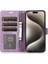 Iphone 15 Pro Deri Flip Cover Orkide Kelebek Cüzdan Kılıfı Strap-Purple (Yurt Dışından) 5