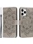 Iphone 15 Pro Mandala Için Çiçek Kılıfı Pu Deri Stand Cüzdan Telefon Kapak-Grey (Yurt Dışından) 1