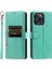 Iphone 15 Pro Kasa Cüzdanı Çılgın At Doku Deri Telefon Kapağı Strap Blue-Nint Yeşil (Yurt Dışından) 1