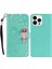 Iphone 15 Pro Max Deri Kılıf Rhinestone Dekor Baykuş Desen Telefon Standı Cüzdan-Cüzdan (Yurt Dışından) 1