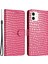 Iphone 12 Mini 5.4 Inç Pu Deri Cüzdan Timsah Doku Doku Dikiş Kapağı Strap-Rose ile (Yurt Dışından) 1