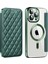 Iphone 11 Pro Max Rfıd Için Lens Filmli Rhombus Deri Kart Tutucu ile Anti-Güz Kapağı Magsafe-Blackish Green ile Uyumlu (Yurt Dışından) 1
