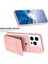 Iphone 15 Pro Matte Pu Deri Kaplamalı Tpu Telefon Kapağı Kart Tutucu-Pembe (Yurt Dışından) 2
