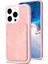 Iphone 15 Pro Matte Pu Deri Kaplamalı Tpu Telefon Kapağı Kart Tutucu-Pembe (Yurt Dışından) 5