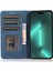 Iphone 15 Pro Pu Deri Şok Geçirmez Telefon Kasası Manyetik Flip Stant Cüzdan Kapak-Mavisi (Yurt Dışından) 3