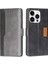 Iphone 15 Pro Çift Renkli Flip Pu Deri Kasa Standı Cüzdan Koruyucu Telefon Kapağı-Siyah+Gri (Yurt Dışından) 1