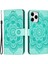 Iphone 15 Pro Mandala Için Çiçek Kılıfı Pu Deri Stand Cüzdan Telefon Kapak Yeşil (Yurt Dışından) 1