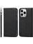 Iphone 15 Pro Için Ön Kara Çizelge Pu Deri Cüzdan Telefon Kılıfı Ipek Doku Stand Kapak Black (Yurt Dışından) 1