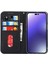 Iphone 15 Pro Için Ön Kara Çizelge Pu Deri Cüzdan Telefon Kılıfı Ipek Doku Stand Kapak Black (Yurt Dışından) 2