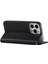 Iphone 15 Pro Için Ön Kara Çizelge Pu Deri Cüzdan Telefon Kılıfı Ipek Doku Stand Kapak Black (Yurt Dışından) 4