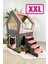 Ahşap Büyük Kedi Evi Xxl Açık Teraslı Model 5 kg Üstü Kediler Için Pembe - Siyah Renk 2