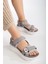 Kadın Dolgu Topuk Cırtlı Günlük Spor Sandalet SS001-0178 Gri 3