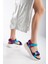 Kadın Dolgu Topuk Cırtlı Günlük Spor Sandalet SS001-0178 Mavi Mor 2