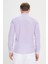 Erkek Beyaz-Lila Slim Fit Dar Kesim Gizli Düğmeli Yaka Pamuklu Çizgili Gömlek 5