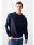 İndigo Pamuk Yumuşak Dokulu Standart Fit Basic Erkek Sweatshirt - 88363 1