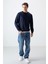 İndigo Pamuk Yumuşak Dokulu Standart Fit Basic Erkek Sweatshirt - 88363 3