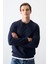 İndigo Pamuk Yumuşak Dokulu Standart Fit Basic Erkek Sweatshirt - 88363 4