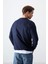 İndigo Pamuk Yumuşak Dokulu Standart Fit Basic Erkek Sweatshirt - 88363 5