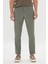 Erkek Haki Slim Fit Dar Kesim Beli Bağlamalı Yan Cep Gofre Desenli Pantolon 1