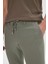 Erkek Haki Slim Fit Dar Kesim Beli Bağlamalı Yan Cep Gofre Desenli Pantolon 3
