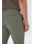 Erkek Haki Slim Fit Dar Kesim Beli Bağlamalı Yan Cep Gofre Desenli Pantolon 4