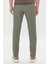 Erkek Haki Slim Fit Dar Kesim Beli Bağlamalı Yan Cep Gofre Desenli Pantolon 5
