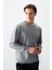 Gri Melanj Pamuk Yumuşak Dokulu Standart Fit Basic Erkek Sweatshirt - 88363 1