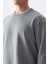 Gri Melanj Pamuk Yumuşak Dokulu Standart Fit Basic Erkek Sweatshirt - 88363 2