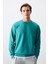 Deniz Yeşili Pamuk Yumuşak Dokulu Standart Fit Basic Erkek Sweatshirt - 88363 1