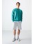 Deniz Yeşili Pamuk Yumuşak Dokulu Standart Fit Basic Erkek Sweatshirt - 88363 2