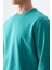 Deniz Yeşili Pamuk Yumuşak Dokulu Standart Fit Basic Erkek Sweatshirt - 88363 3