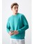 Deniz Yeşili Pamuk Yumuşak Dokulu Standart Fit Basic Erkek Sweatshirt - 88363 4