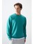 Deniz Yeşili Pamuk Yumuşak Dokulu Standart Fit Basic Erkek Sweatshirt - 88363 5