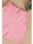 Çizgili Volanlı Kol Tshirt Şort Pembe Takım 3