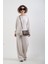 Bej O Yaka Triko Detay Modal Sweatshirt Pantolon Takım 1