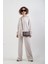 Bej O Yaka Triko Detay Modal Sweatshirt Pantolon Takım 2