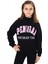 Siyah Pengai Yazı Baskı Polarlı Kız Çocuk Sweatshirt 18328 3