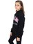 Siyah Pengai Yazı Baskı Polarlı Kız Çocuk Sweatshirt 18328 4