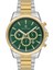 Yeşil Kadranlı Sarı Gümüş Kaplamalı Takvimli Erkek Kol Saati 1